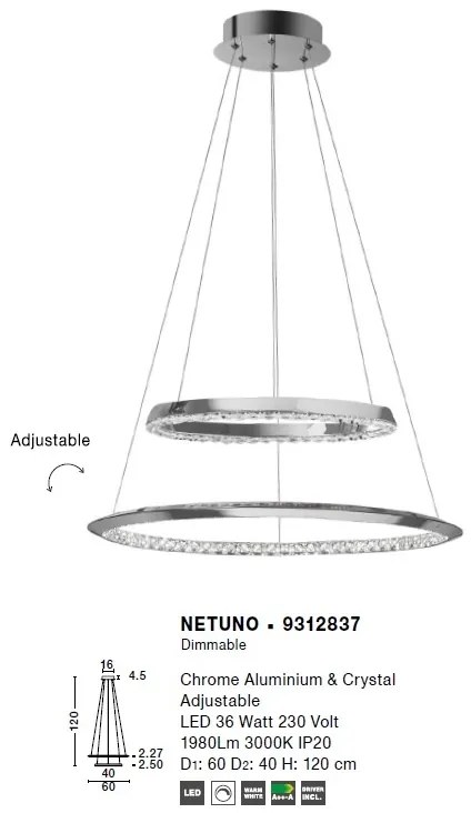 Lustra LED design modern circular ajustabil NETUNO 36W NVL-9312837