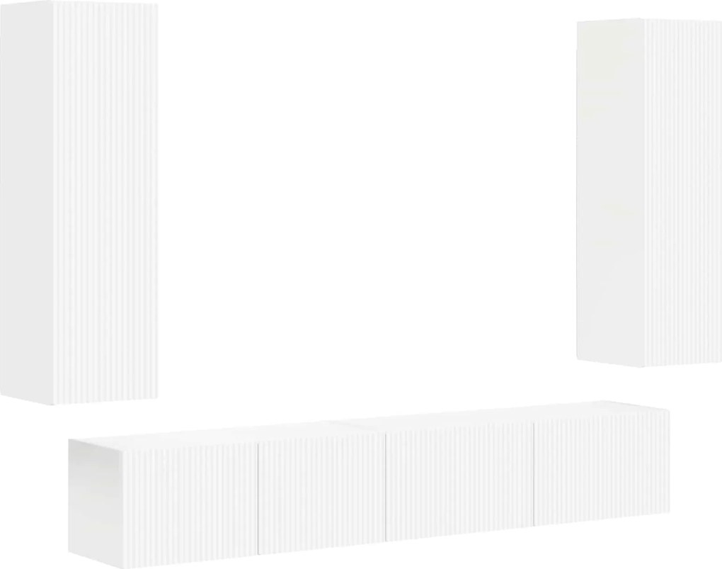 vidaXL Set comodă TV Pe perete 3 pcs Alb Lemn compozit