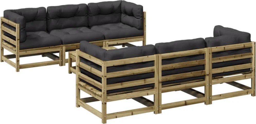 vidaXL Set canapele grădină cu perne, 7 piese, lemn de pin tratat