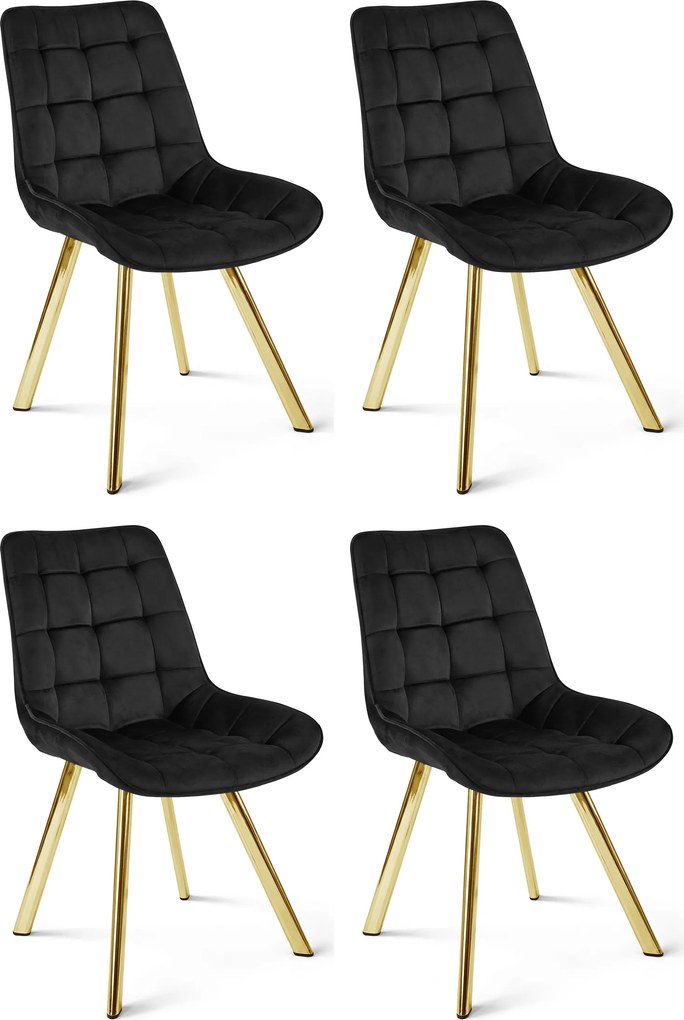 OFERTA Scaun de dining SORIA VELVET cu picioare aurii, negru calitatea II