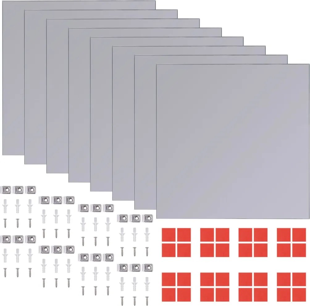 vidaXL Plăci oglindă fără margini 20,5 cm, 8 buc., sticlă