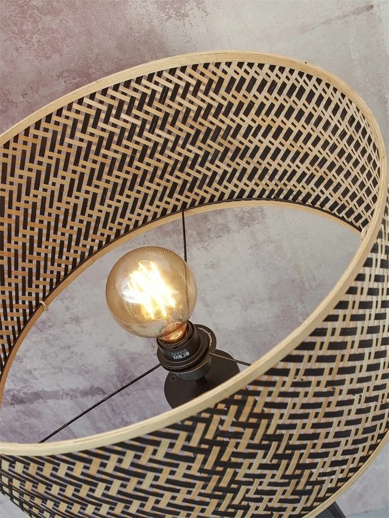 Lampadar eco din bambus cu polita Java black/50x22, bl/nat