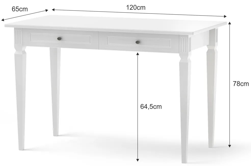 Birou pentru copii Ines alb L120 cm