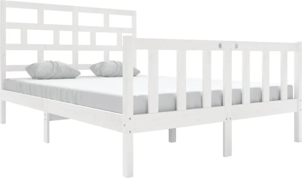 vidaXL Cadru de pat, alb, 120x200 cm, lemn masiv de pin
