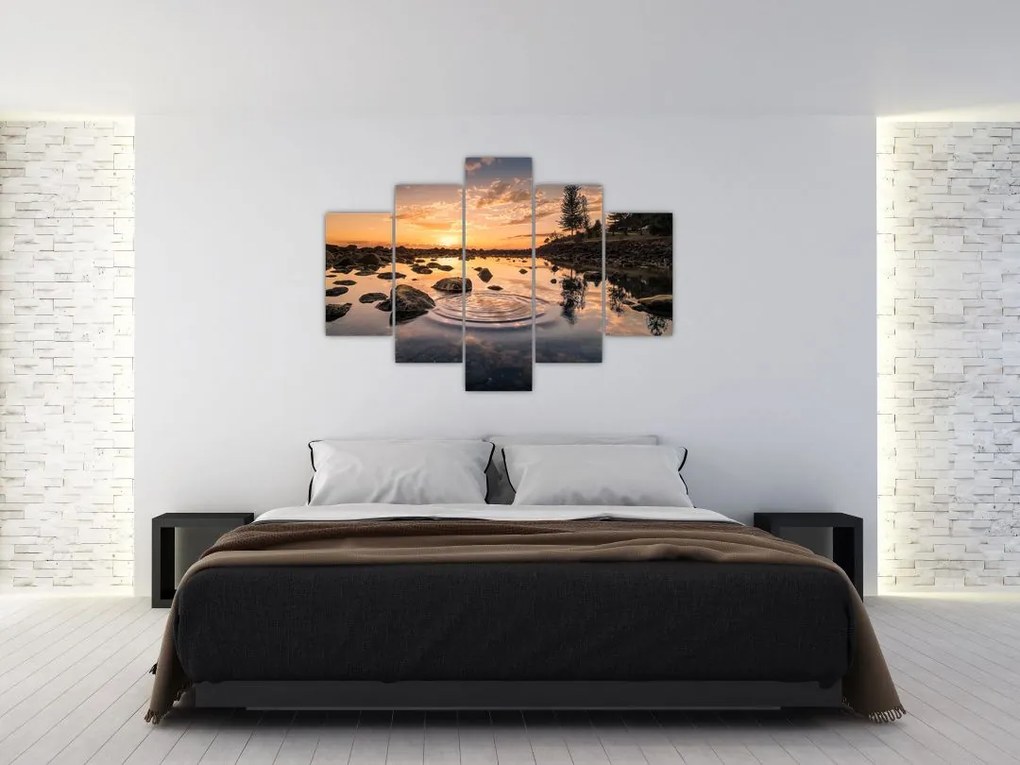 Tablou - Apus de soare la lac (150x105 cm)