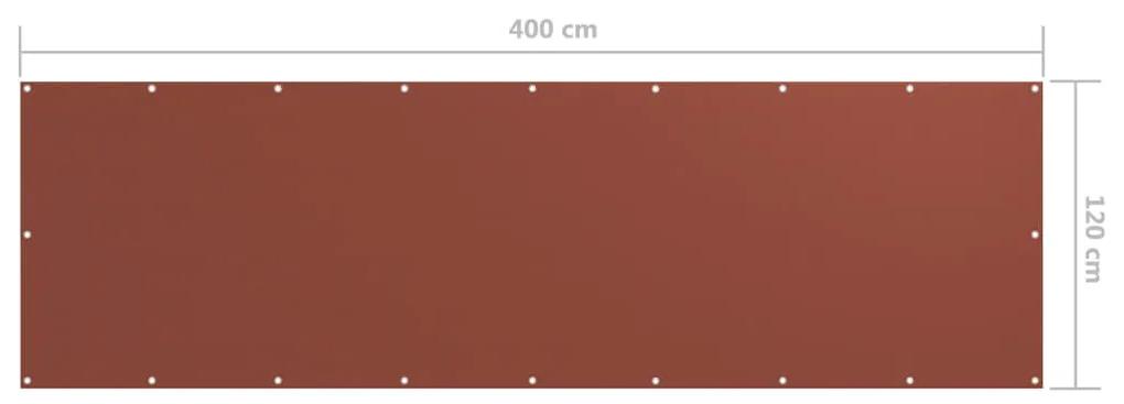 Paravan de balcon, caramiziu, 120 x 400 cm, tesatura oxford Terracota, 120 x 400 cm