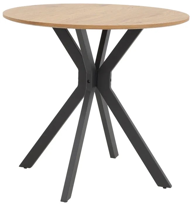 Masa Bucatarie/Dining Yammos MDF Stejar Diamentru 120 Cm Picioare Negre
