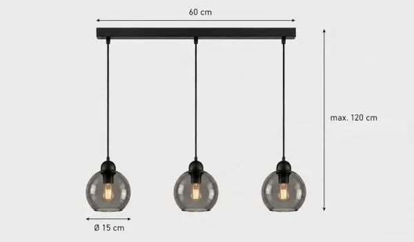Lustră pe cablu UNO 3xE27/60W/230V neagră