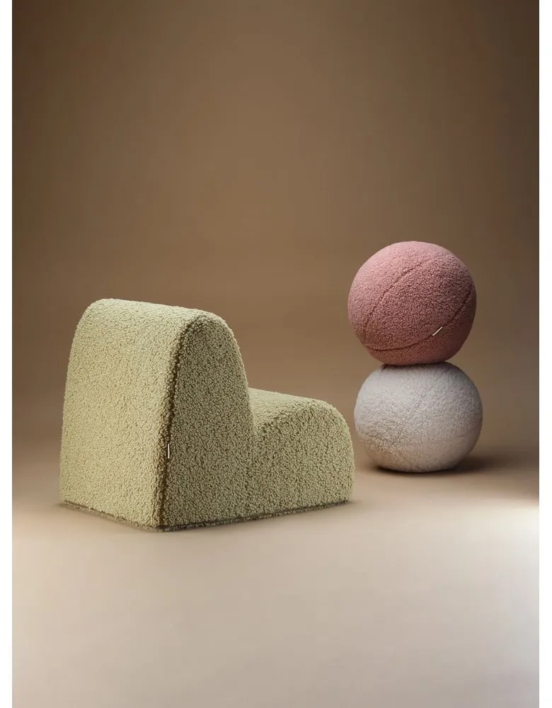 Fotoliu de copii verde cu tapițerie din țesătură bouclé Cloud – Wigiwama