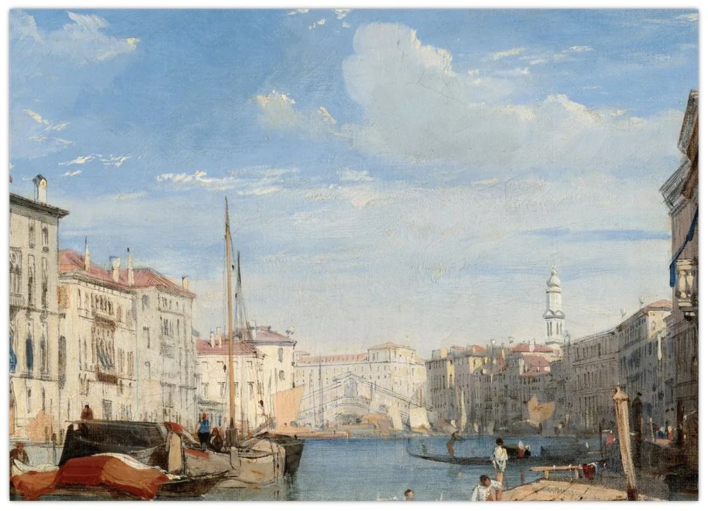 Tablou pe sticlă - Richard Parkes Bonington, The Grand Canal, reproducere (70x50 cm)