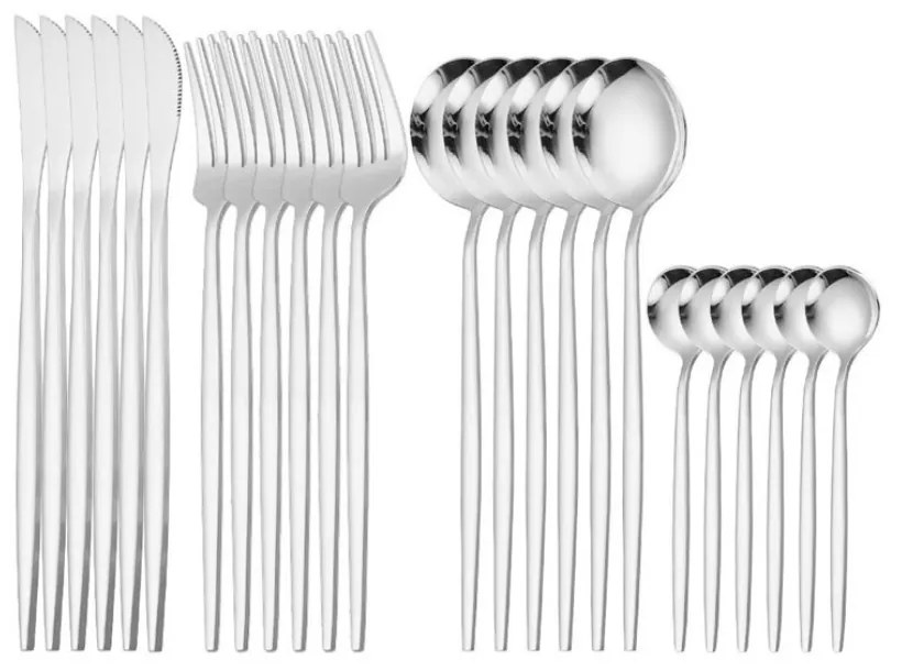 Set Tacamuri din Inox 24 Piese Silver Premium German