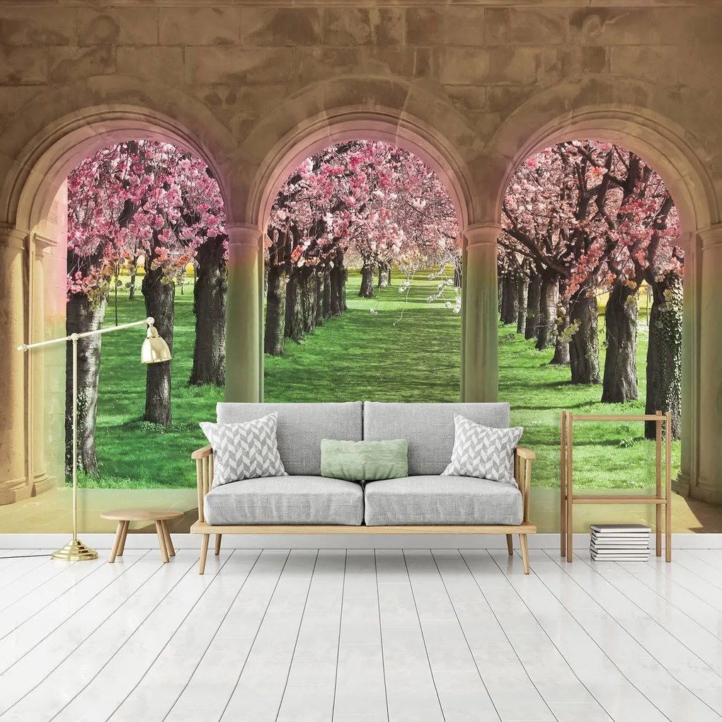 Fototapet - Peisaj cu flori (152,5x104 cm)