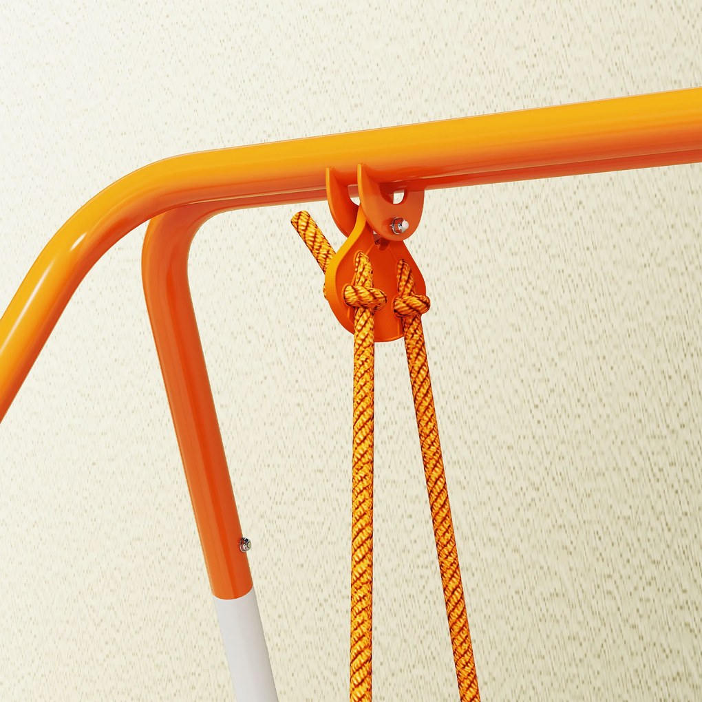 Outsunny Leagăn pentru Bebeluși Leagăn Grădină Exterior din Oțel cu Spătar Centură de Siguranță Sarcină 25 kg Portocaliu | Aosom Romania