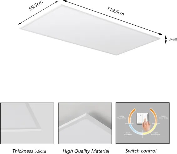 Brilagi - Plafonieră LED SLIMFRAME, 80 W, 230 V, 120 x 60 cm, 3000/4000/6000 K, albă