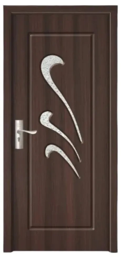 Usa Interior din MDF Novo Doors ND231, Cadru din Lemn Masiv, Geam Sablat, KIT COMPLET, Toc , Manere si balamale incluse (Culoare: Wenge, Toc: