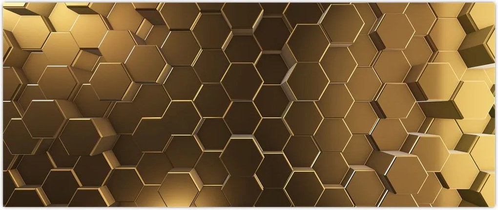 Tablou - Hexagoane verzi (120x50 cm)