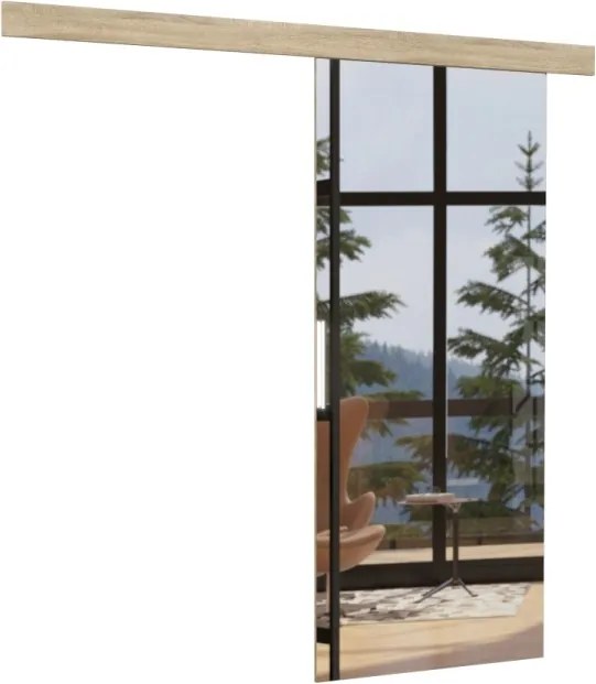 Usa glisanta cu oglinda, Tess, ADRK Furniture (Culoare: Sonoma, Latime: 86 cm)