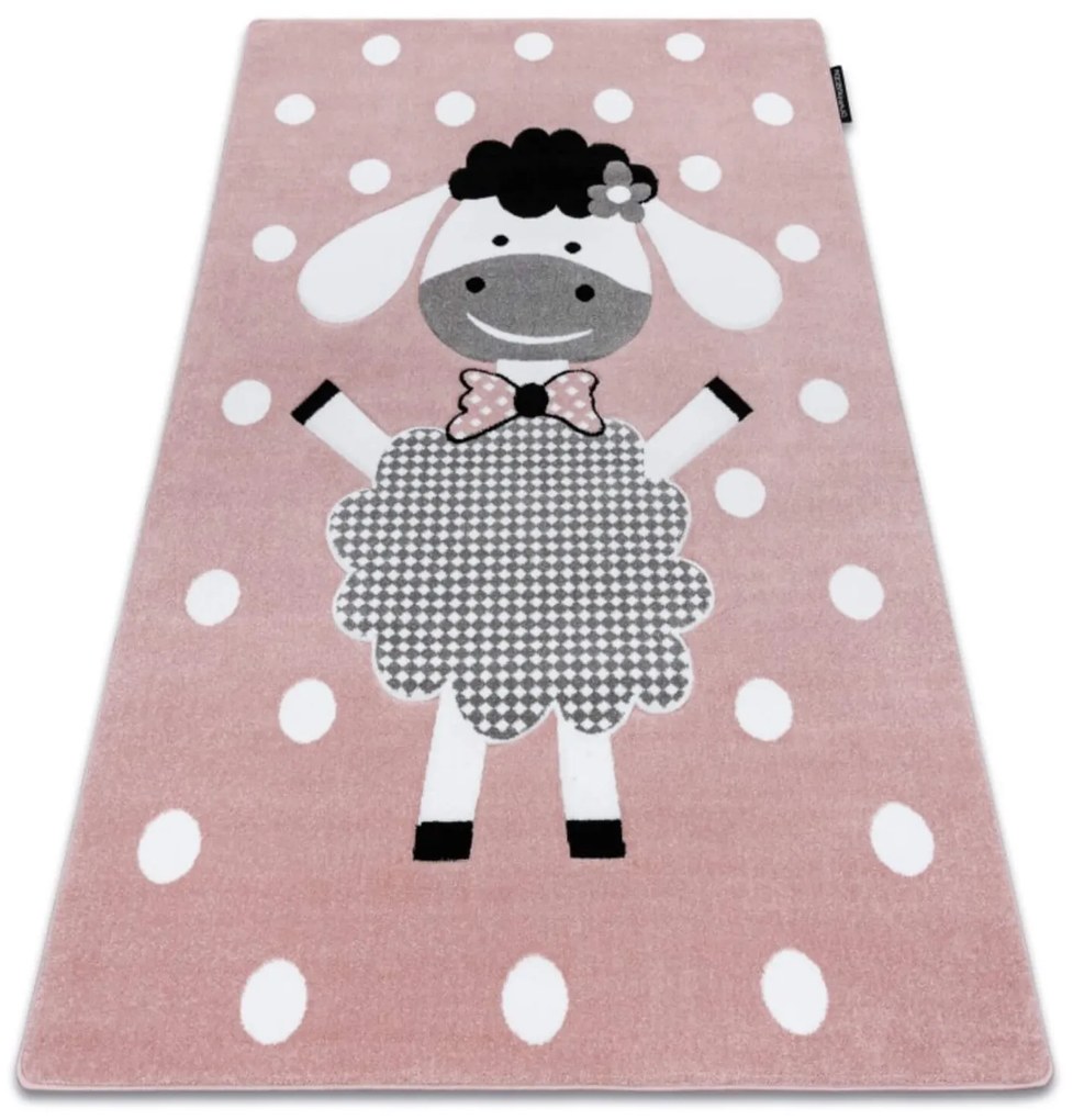 Covor roz cu buline Oaia veselă Dimensiuni: 160x220 cm