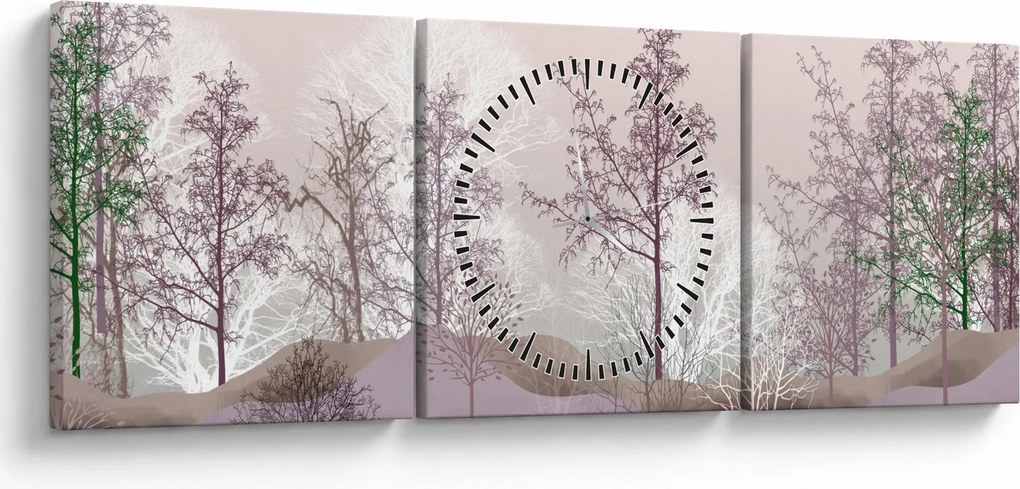Tablou cu pădure (cu ceas) (90x30 cm)