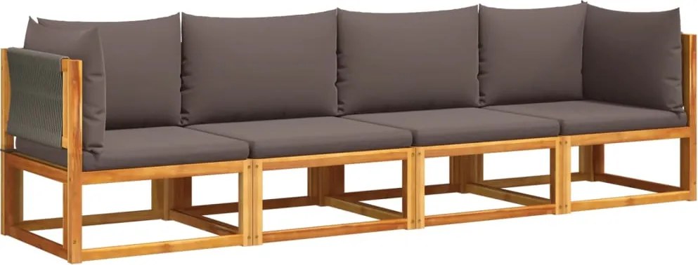 vidaXL Set canapele de grădină cu 4 piese, lemn de acacia și frânghie