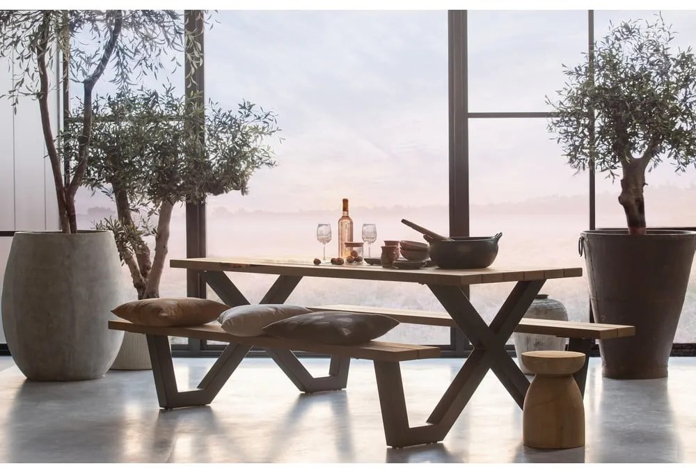 Masă de grădină cu bănci fixe WOOOD Tablo, 206 x 145 cm