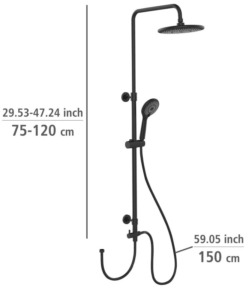 Set de duș negru din oțel inoxidabil 120 cm Water Saving – Wenko