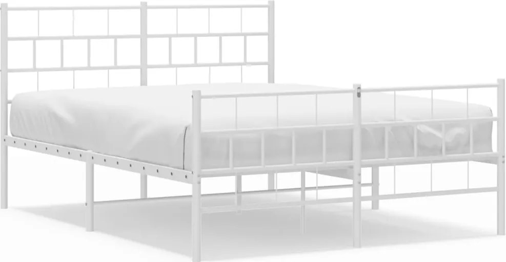 vidaXL Cadru de pat metalic cu tăblie, alb, 120x190 cm