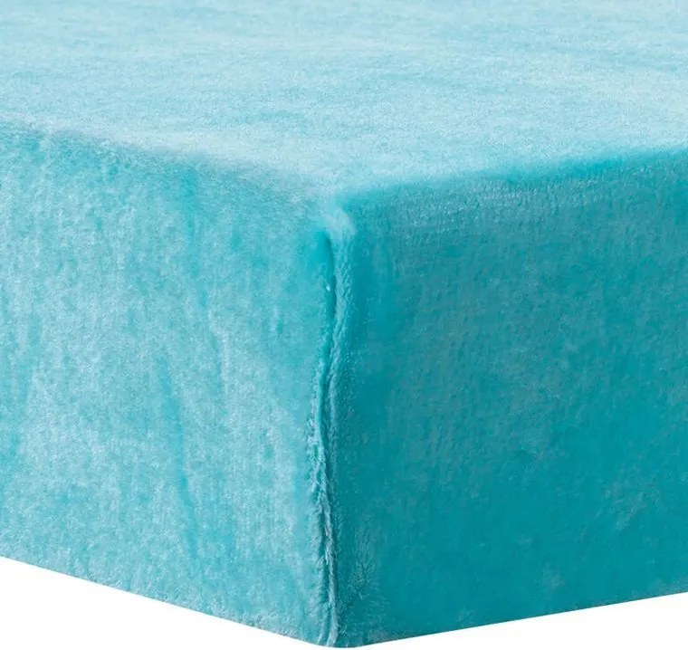 decoDoma Cearceaf cu elastic din micropluş, turcoaz 90 x 200 cm