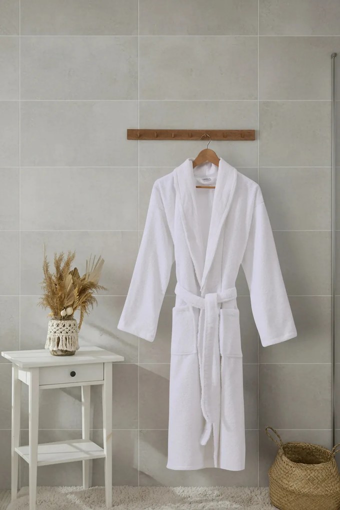 Halat de Baie Premium, Bumbac 100%, Alb