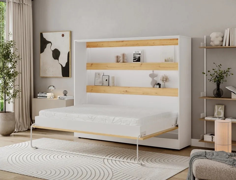 Pat rabatabil Devesto Horizontal Wall 140 Artisan Eiche LED, 200x140 cm – Artisan Eiche