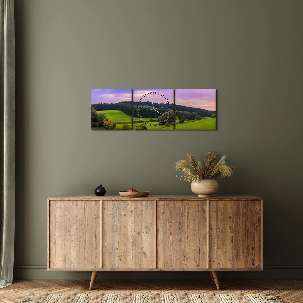 Tablou cu lunca (cu ceas) (90x30 cm)