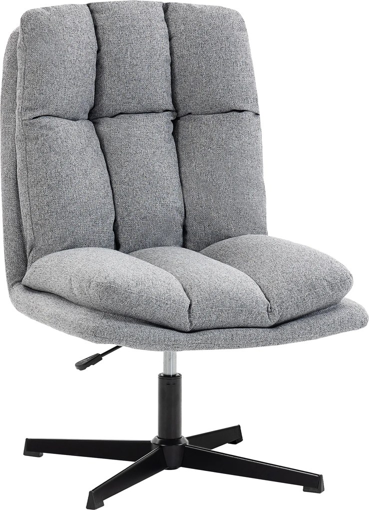 HOMCOM Fotoliu Rotativ de Living din Material Tip In, Fotoliu fără Brațe cu Șezut Spațios și Picioare din Metal, Gri Deschis | Aosom Romania