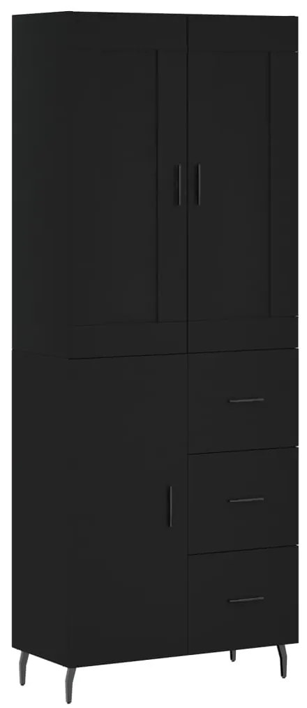 3199826 vidaXL Dulap înalt, negru, 69,5x34x180 cm, lemn compozit