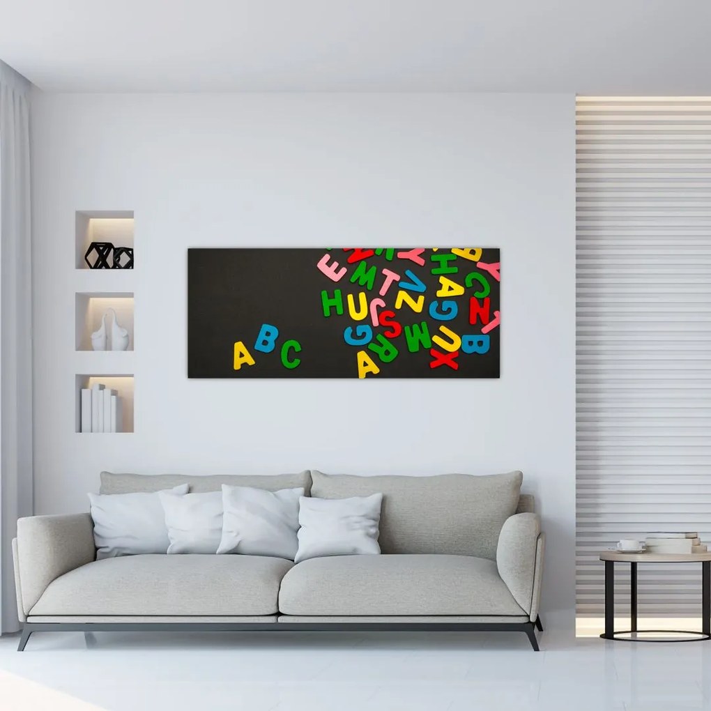 Tablou - litere colorate (120x50 cm)