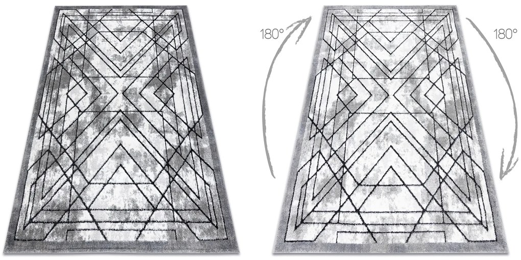 Covor modern COZY Tico, geometric - structural două niveluri de lână gri