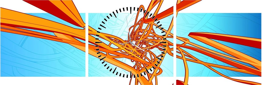 Tablou - Linii împletite, abstracție (cu ceas) (90x30 cm)
