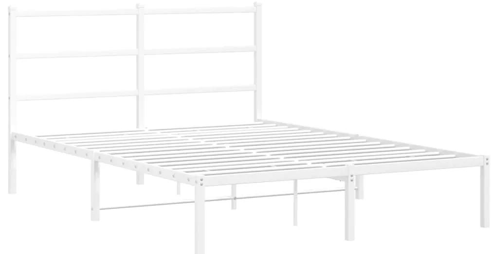 355415 vidaXL Cadru de pat metalic cu tăblie, alb, 140x200 cm