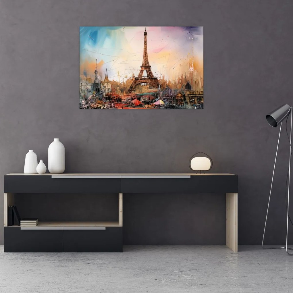 Tablou - Pictură a Turnului Eiffel (90x60 cm)