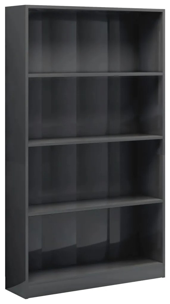 800917 vidaXL Bibliotecă cu 4 rafturi, gri extralucios, 80x24x142 cm, PAL