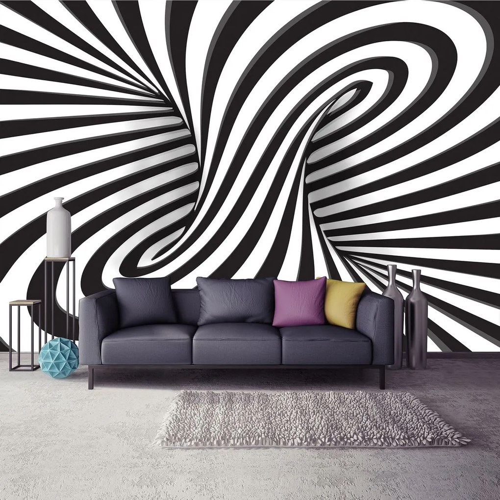 Fototapet - Cercuire 3D alb neagră (152,5x104 cm)