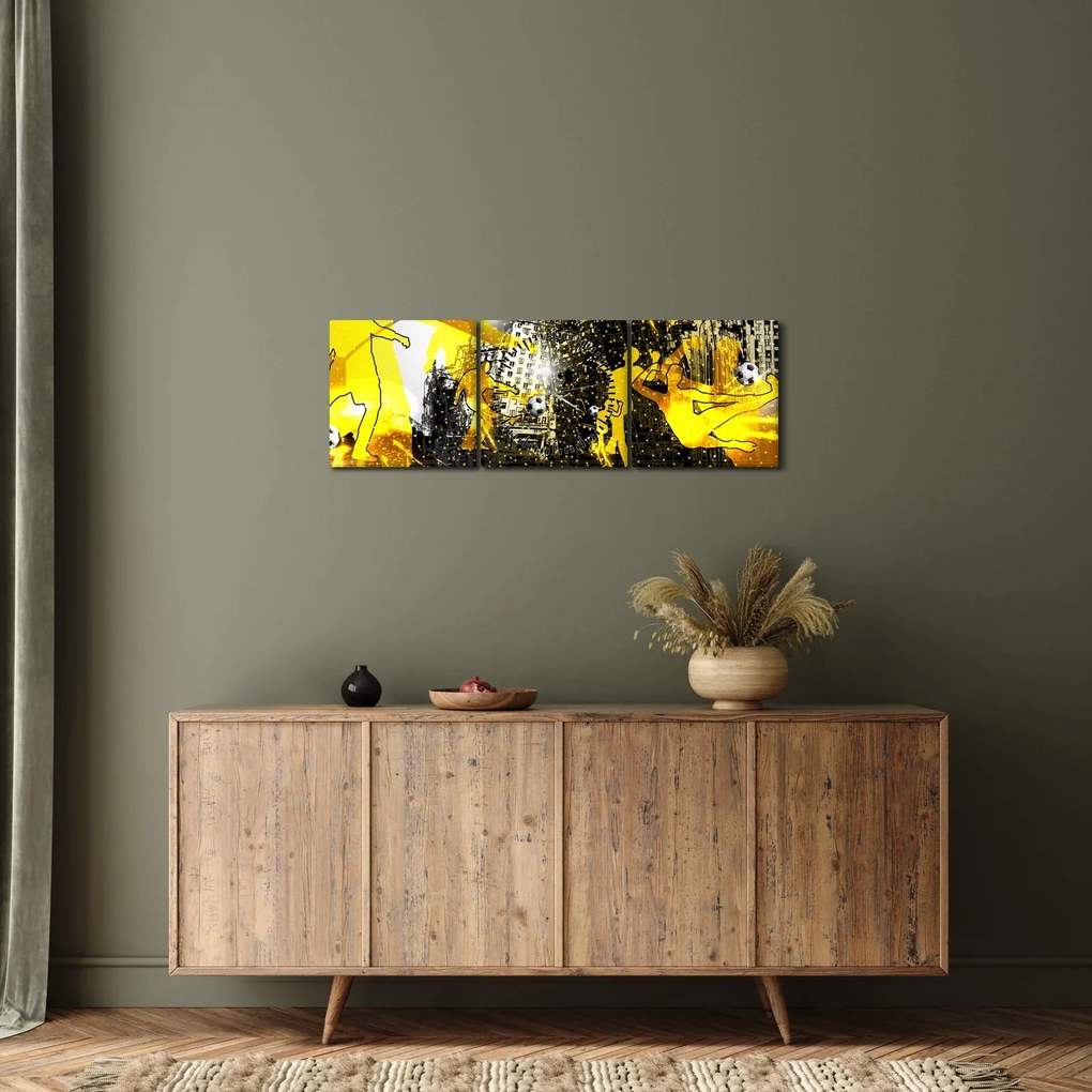 Tablou - Fotbal în marele oraș (cu ceas) (90x30 cm)
