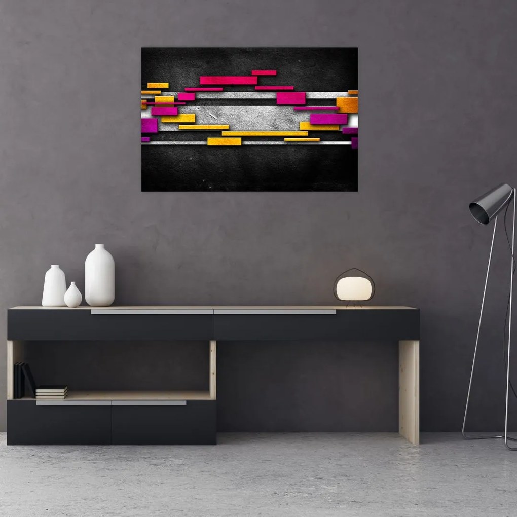 Tablou - Abstrac colorat, fundal negru (90x60 cm)