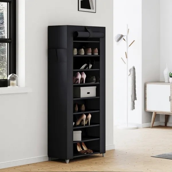 Dulap textil de depozitare MATIS 58x160 cm, cu polițe, negru