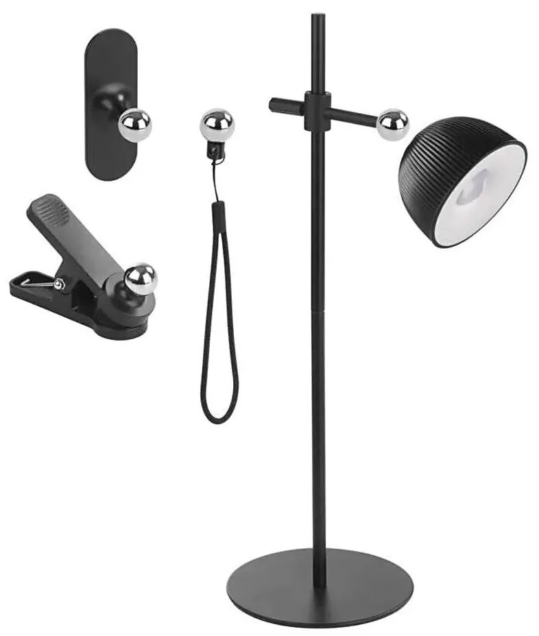 Lampă LED magnetică reîncărcabilă dimabilă de masă 4 în 1 LED/4,2W/3,7V 4000K negru