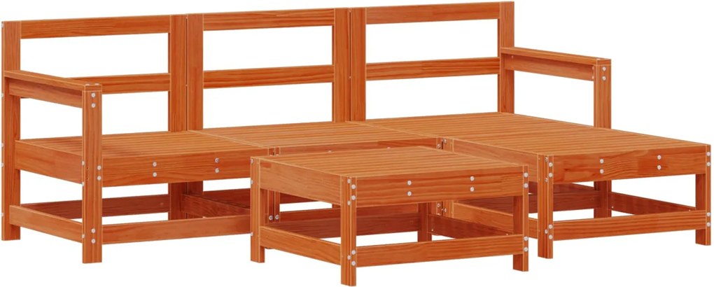 vidaXL Set de lounge pentru grădină 5 pcs Maro Ceară Lemn masiv de pin