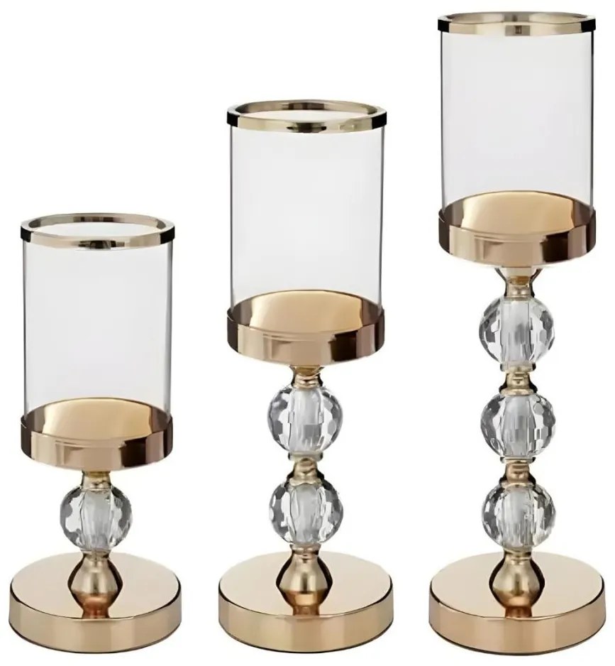 Set de 3 sfeșnice aurii