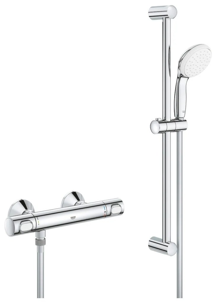 Baterie cabina dus cu termostat, Grohe Grohtherm 500, set de dus inclus, crom,gama profesionala-34796000