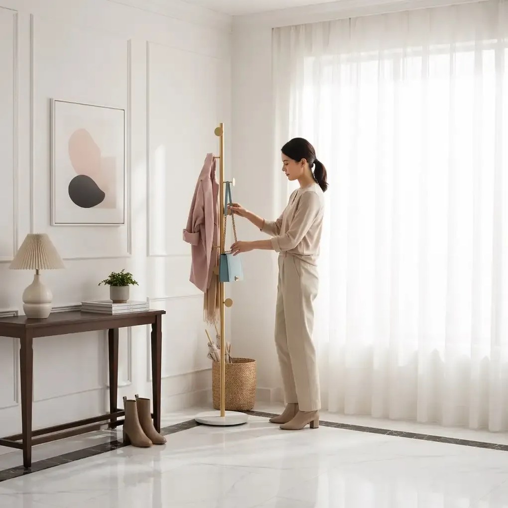 Cuier din metal ,culoare gold-alb,170x32 cm