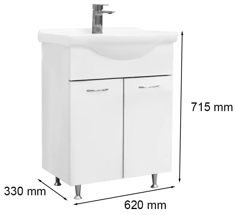 Mobilier complet de baie Ruben 65, stejar Sonoma