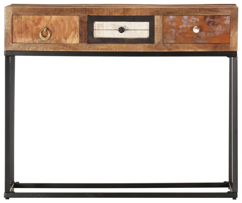 Masa consola, auriu, 90 x 30 x 75 cm, lemn masiv reciclat